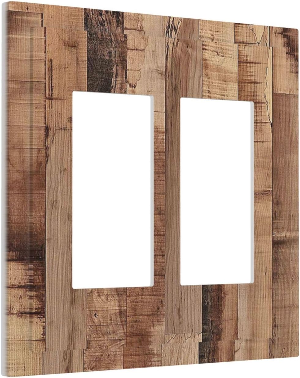 Decorative Outlet Covers Rustic Brown Wood Grain 2 Gang Double GFCI Rocker Electrical Wall Panels Light Switch Cover Plate for Farmhouse Kitchen Decor