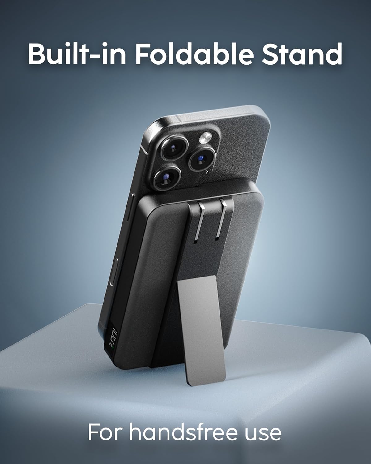 myCharge CliqLuxe+ 10,000mAh Wireless Magnetic Power Bank - Qi2.2 25W Ultra-Fast Wireless Charging | Built-in Wall Plug & Stand | 20W PD USB-C Port | Digital Battery Display | Premium Black Fabric