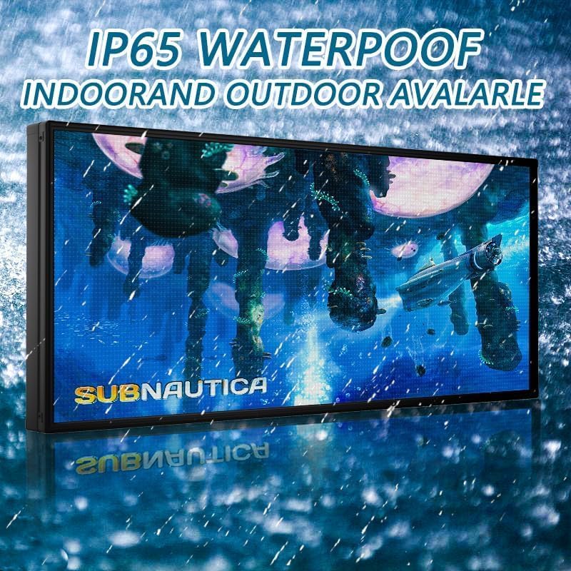 P5 Programmable Outdoor LED Business Sign 65"x34" P5 IP65 Waterproof, WiFi USB Control for Scrolling Text Image Video Advertising Display
