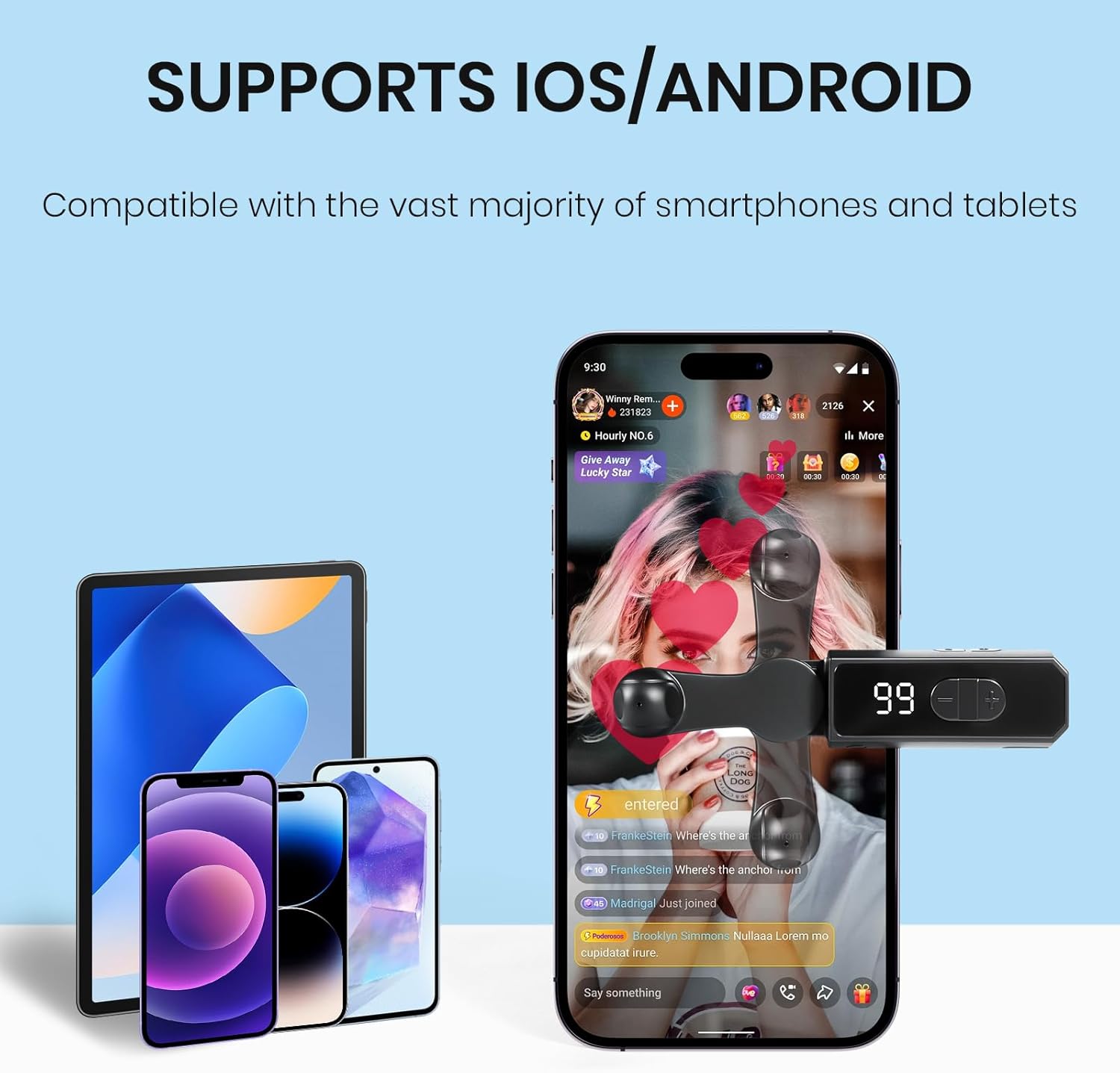 Auto Clicker Smart Tapper for iPhone iPad Android TikTok - Auto Touch Device with 107 Adjustable Speed, Rechargeable，Instant Clicker for Live Stream Likes, Social Media Tasks（Black）