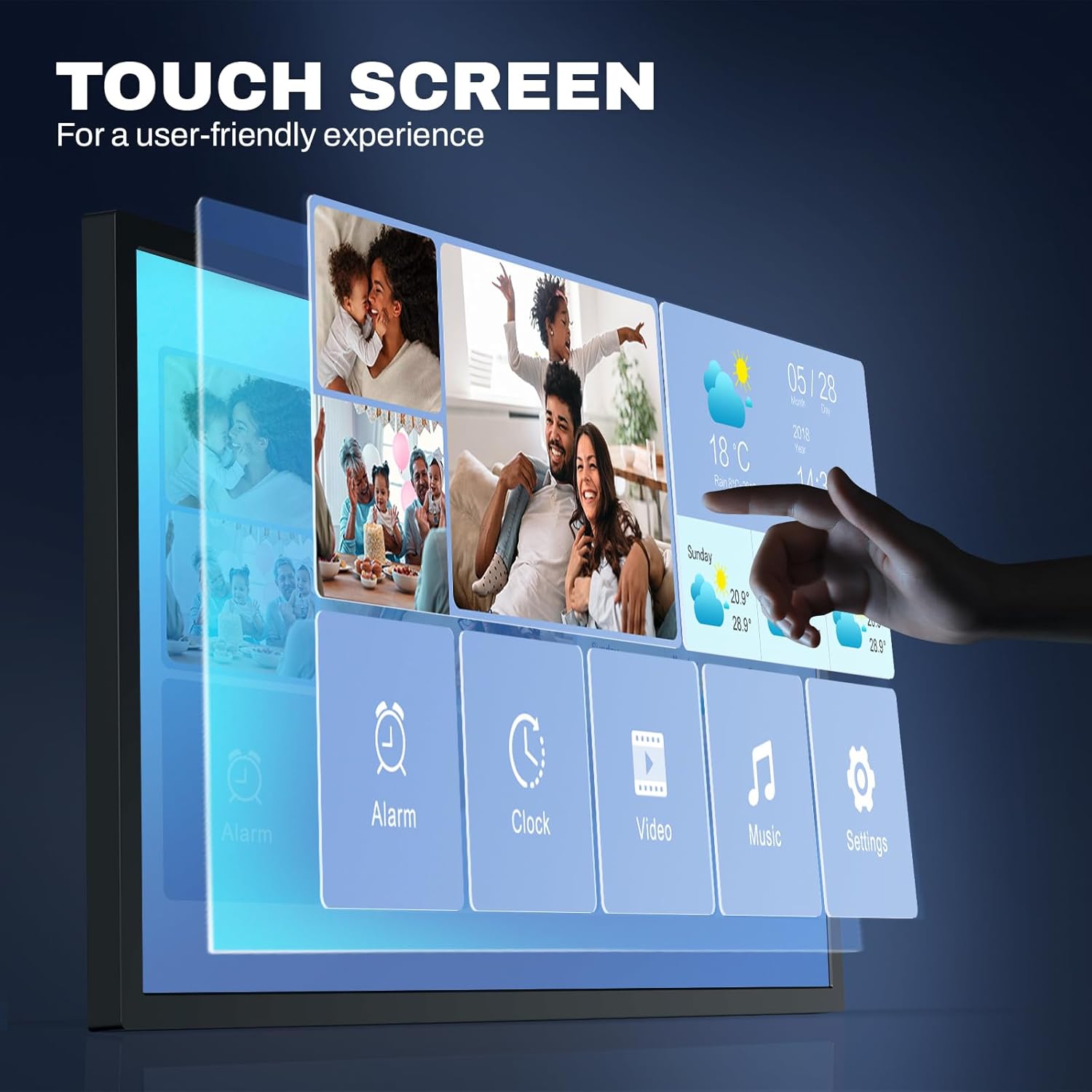 32 Inch FHD Extra Large Digital Picture Frame Touchscreen, 64GB FHD IPS WiFi Digital Photo Frame Remote, Share Photo/Video via Apps, Email, Auto-Rotate, Black