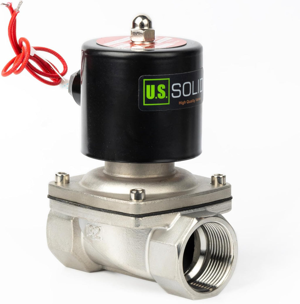 U.S. Solid 1-1/4" Solenoid Valve - 110V AC Stainless Steel Electric Solenoid Valve, Normally Closed, Viton Seal