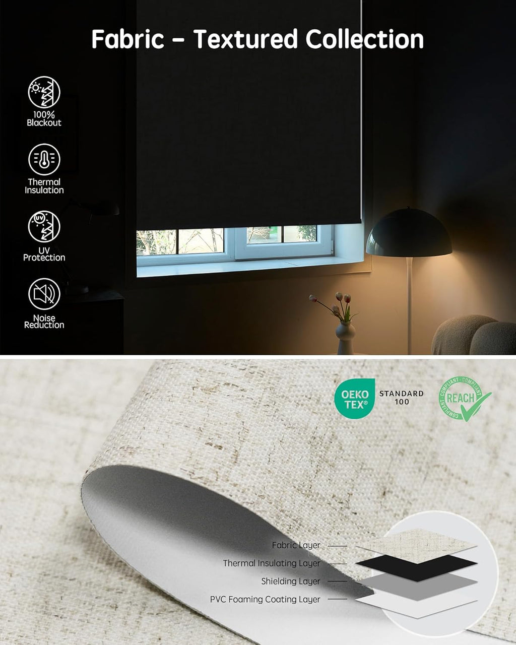 Yoolax Motorized Blinds with Remote, Blackout Smart Blinds for Windows Motorized Roller Shades, Automatic Window Shades Work with Alexa Custom Size (Blackout-Linen Beige)