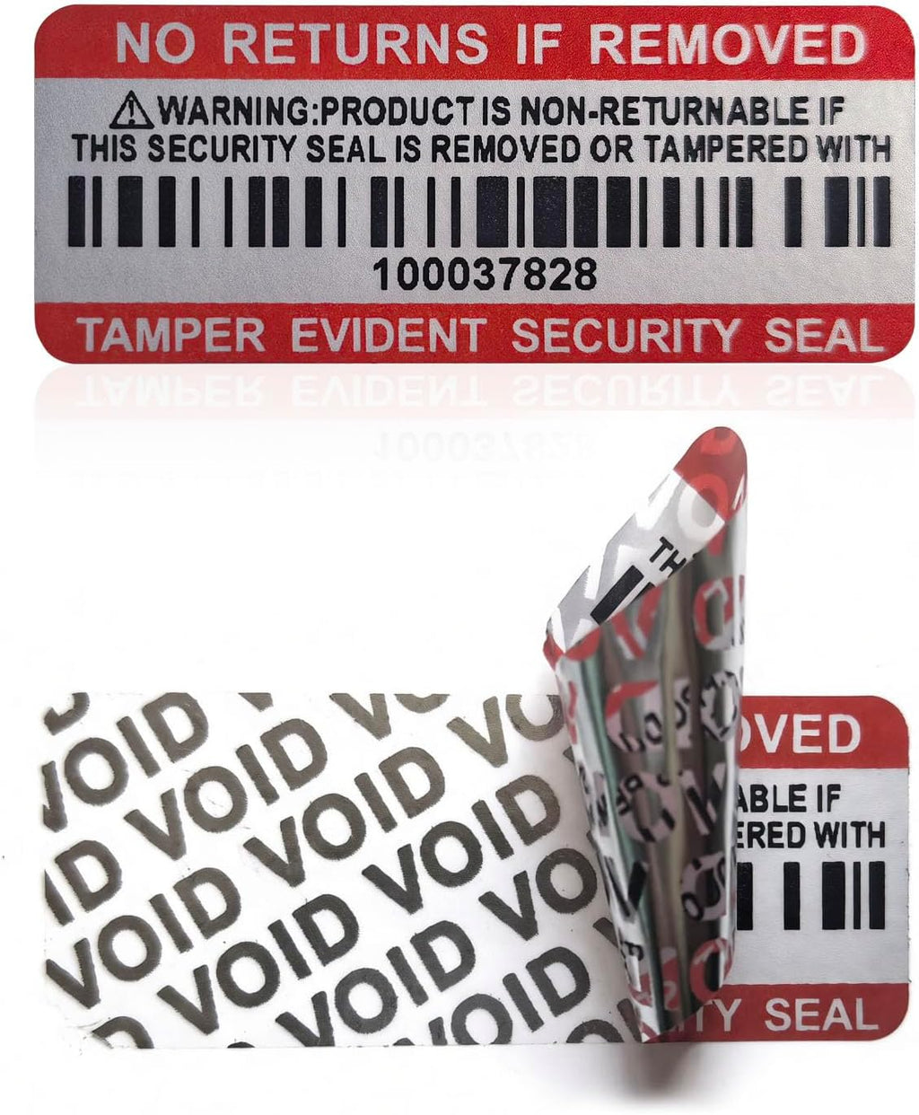 Tamper Evident Proof Barcode Stickers with Individual Serial Number Security Warranty Void Sticker,Sealing Label for Package(280pcs 2x0.8in Red Matte Silver)