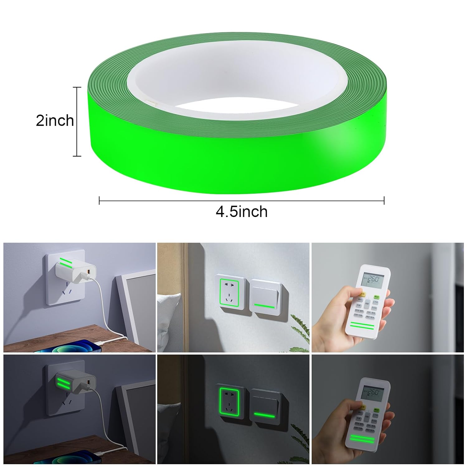 Glow in The Dark Tape 1 Inch x 33 Feet Fluorescent Tape Waterproof for Outdoor Black Light Luminous Tape Halloween Decorations and Stage
