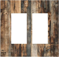 Decorative Outlet Covers Rustic Brown Wood Pattern Splice Plank 2 Gang Double Gfci Rocker Electrical Wall Panels Light Switch Cover Plate For Farmhouse Cabin Decor