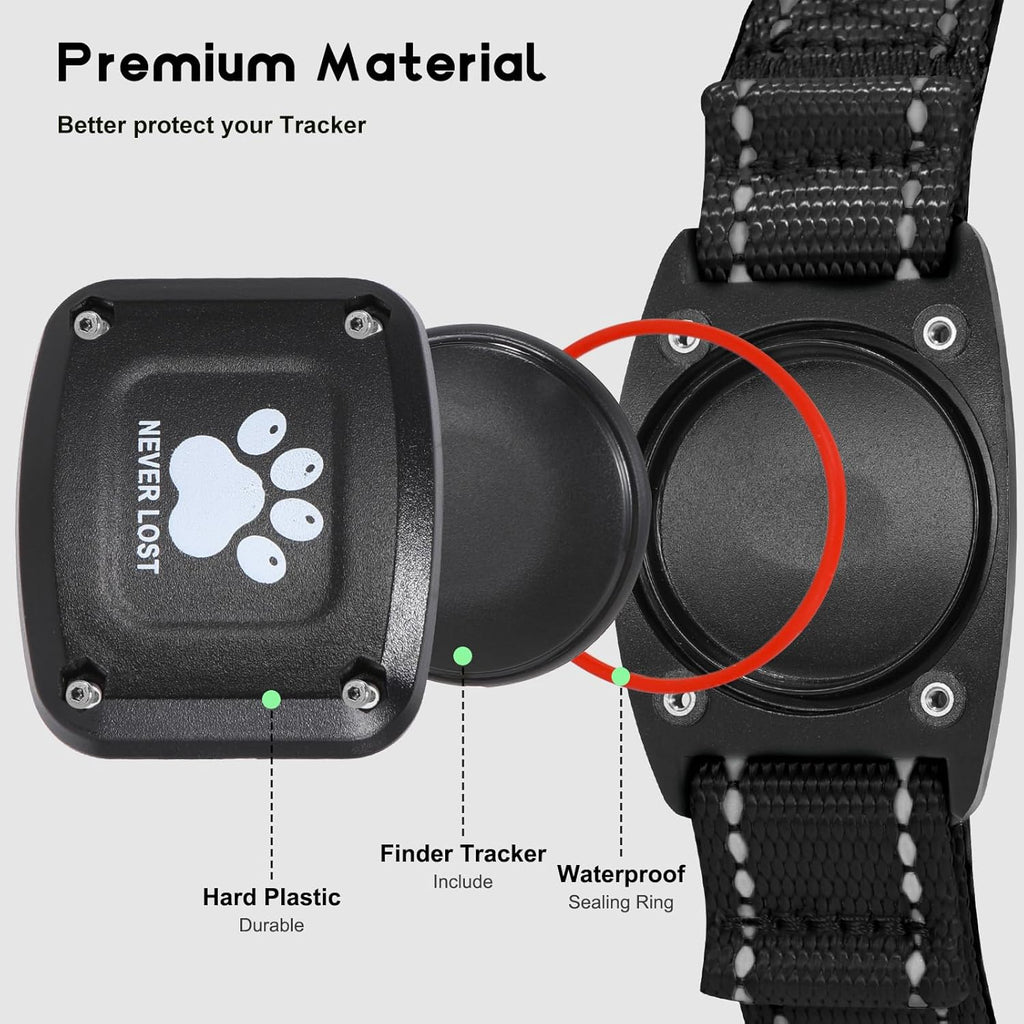 GPS Dog Collar Tracker 2-in-1,Reflective Waterproof Pet Collar,iOS-Only,No Monthly Fees,Unlimited Range,Ideal for Dog Tracking pet Tracker,for Small Dogs(S (12.6"-16.5" Width:0.78"), Black)