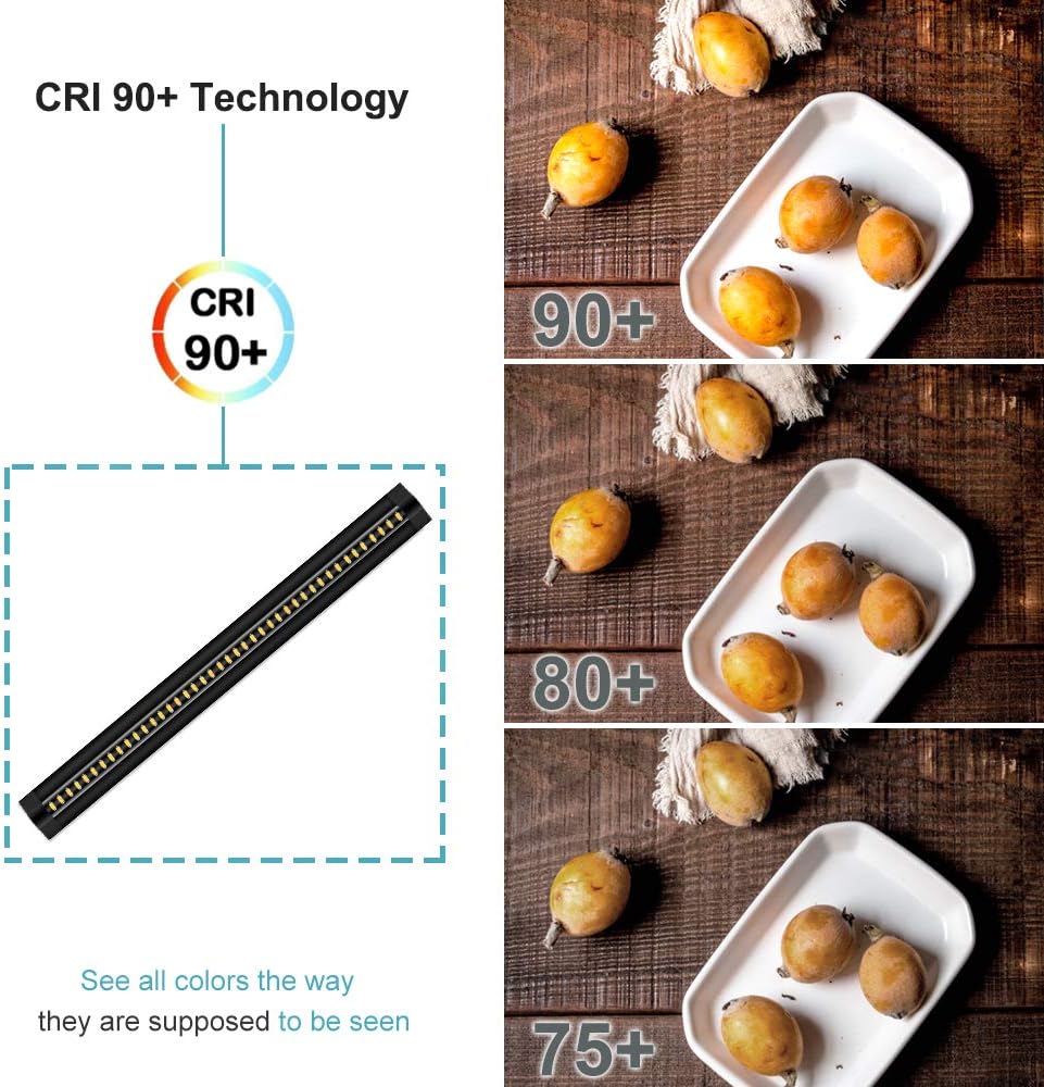 inShareplus 13inch LED Under Cabinet Lighting, Dimmable Light, Warm White 3500K, CRI90+, 450Lumens, DC 12V Ultra Thin Under Counter Kitchen Lights for Kitchen, Shelf, Cupboard, Black, 1 Pack
