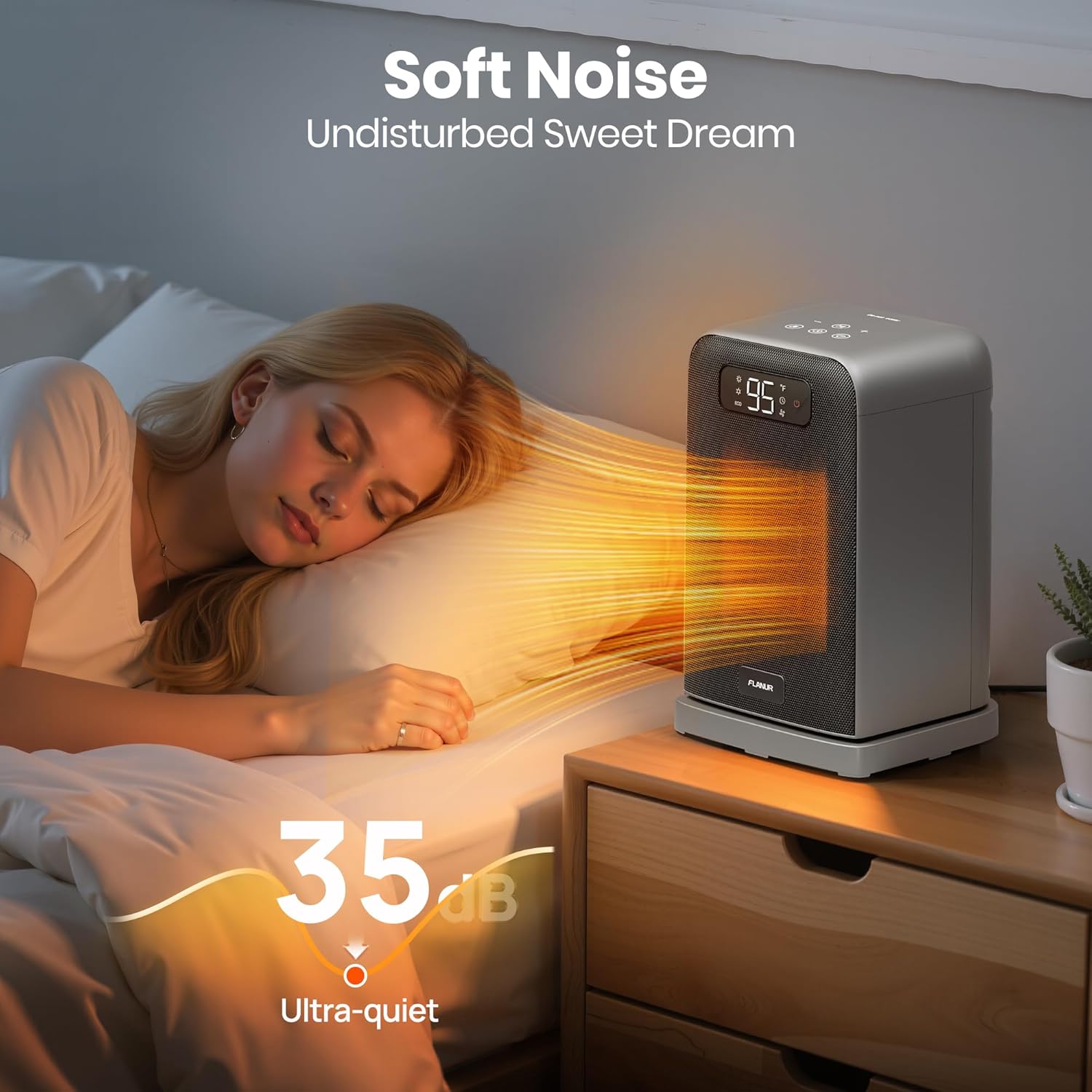 Space Heaters for Indoor Use, 1500W Small Desk Heater 2 in 1 with Remote, Thermostat, LED Display, Overheat & Tip Over Protection, 12H Timer, 70° Oscillating Heater for Office, Grey
