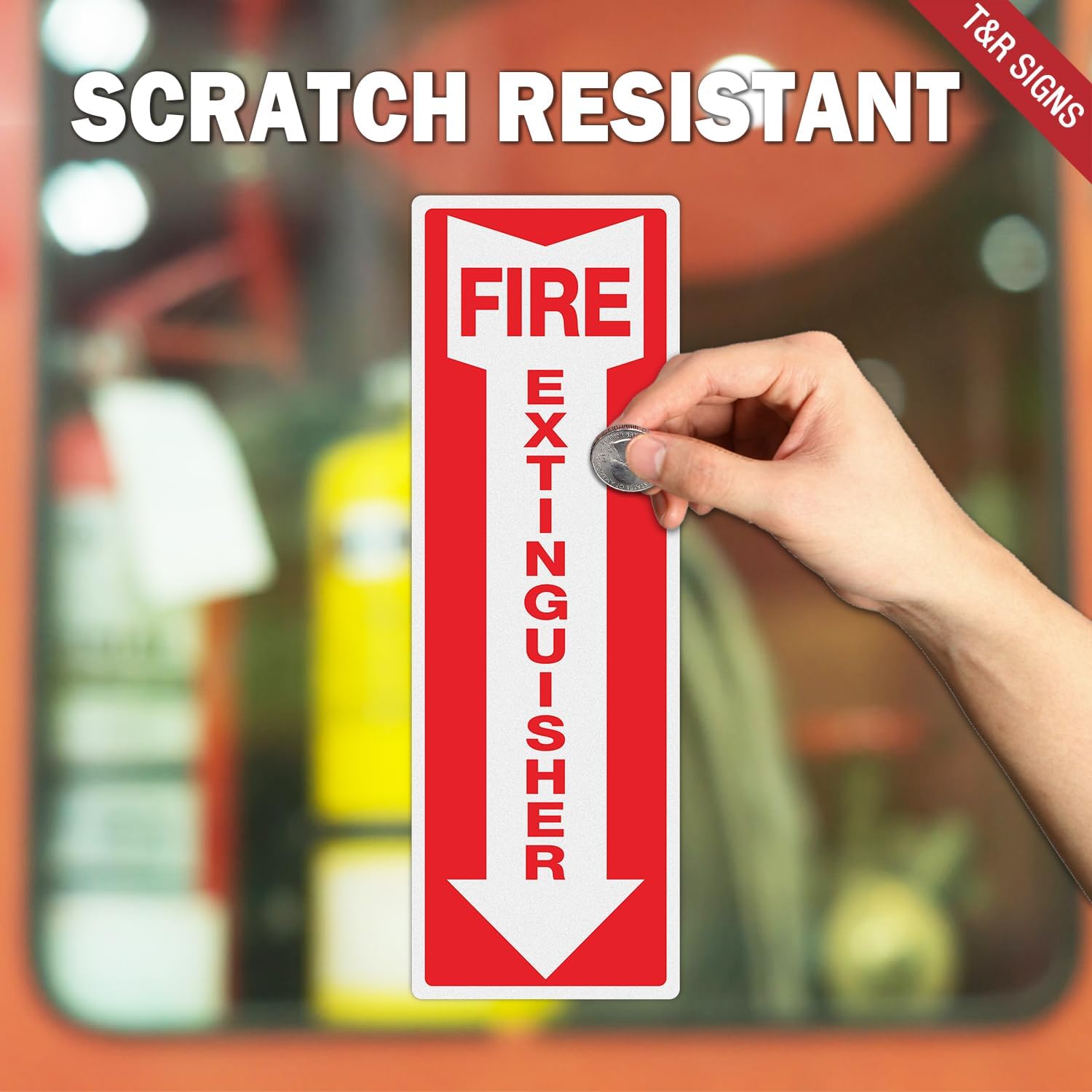 T&R Fire Extinguisher Inside Sign Stickers - 12 Pack - 12x4 inches Reflective Label, UV resistant, waterproof, fade and scratch resistant, suitable for indoor and outdoor