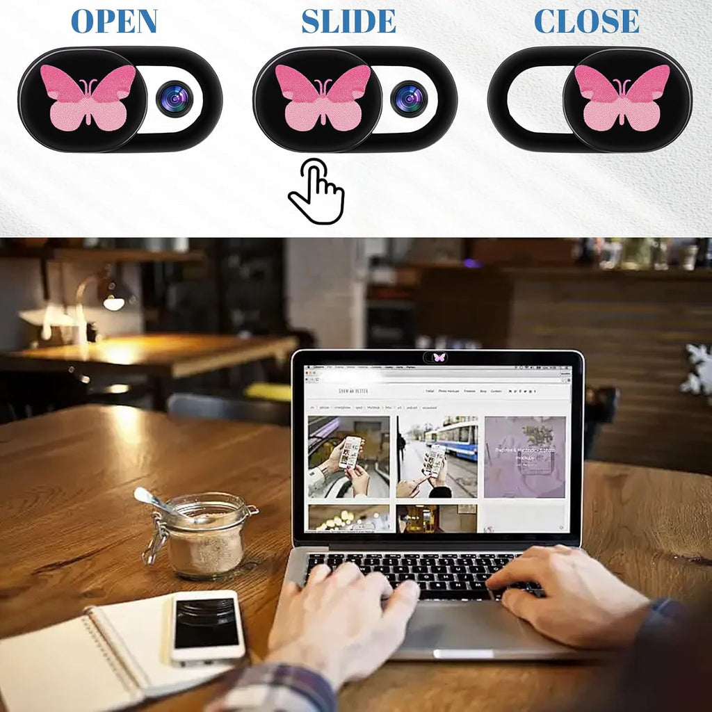 3 Pack Webcam Cover Slide Butterfly Ultra Thin Laptop Camera Cover, Slide Cute Accessories for Laptop PC Camera Covers Sliding Protect Privacy Protector Cap Smartphone Computer Tablet