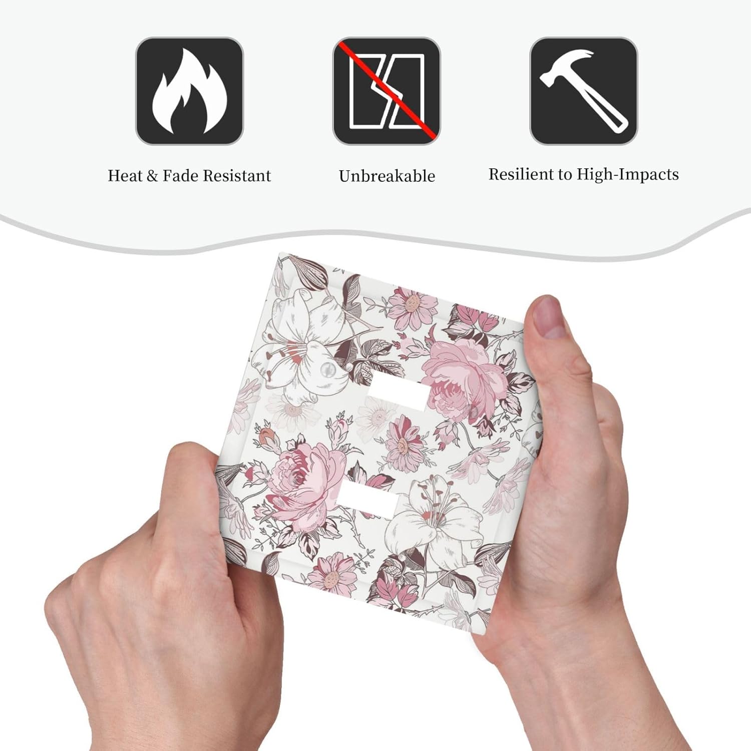 Decorative Switch Plates Modern Watercolor Flower Pink White Wildflower 2 Gang Double Toggle Wall Plate Outlet Light Switch Cover Electrical Faceplate for Bedroom Home Decor