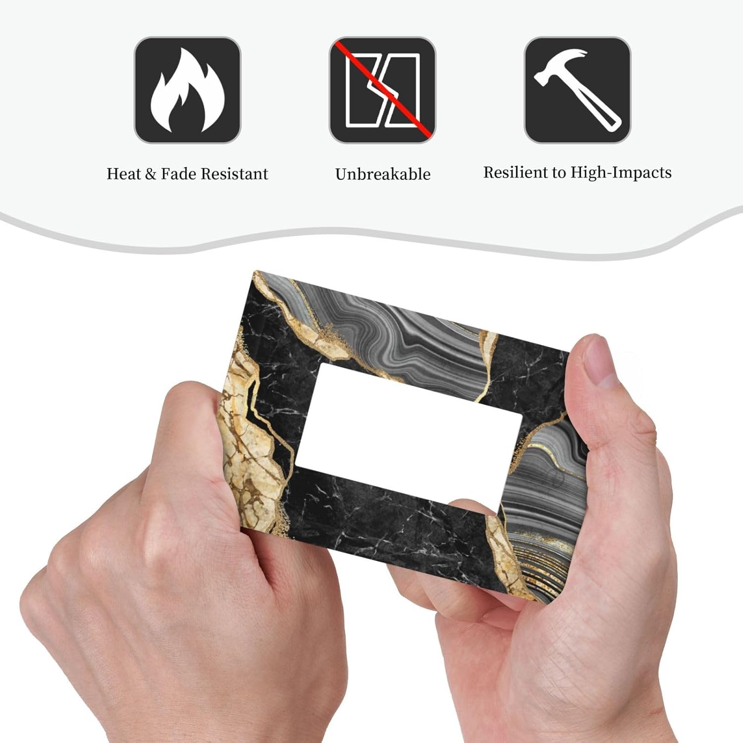 Decorative Outlet Covers Modern Abstract Black Gold Marble 1 Gang Rocker Light Switch Cover Plate Single Decora Light Switch Covers Wall Plate Faceplate for Kitchen Decor （2 Pack）