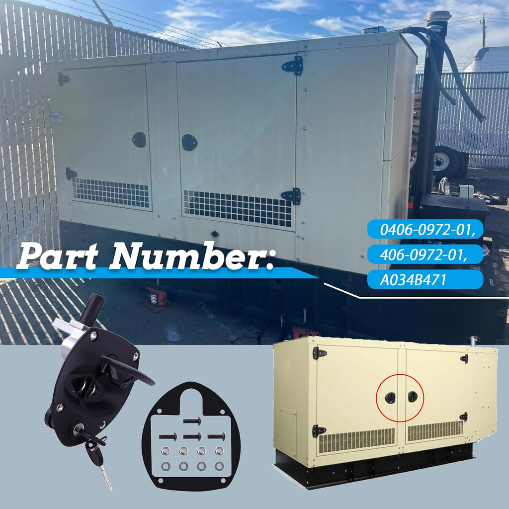 406-0972-01 A034B471 Door Latch T Handle with 2 Keys Fits for Cum-mins and Ko-hler Generators(Applications:Generator enclosures;Control Panels;Access Doors for Maintenance)