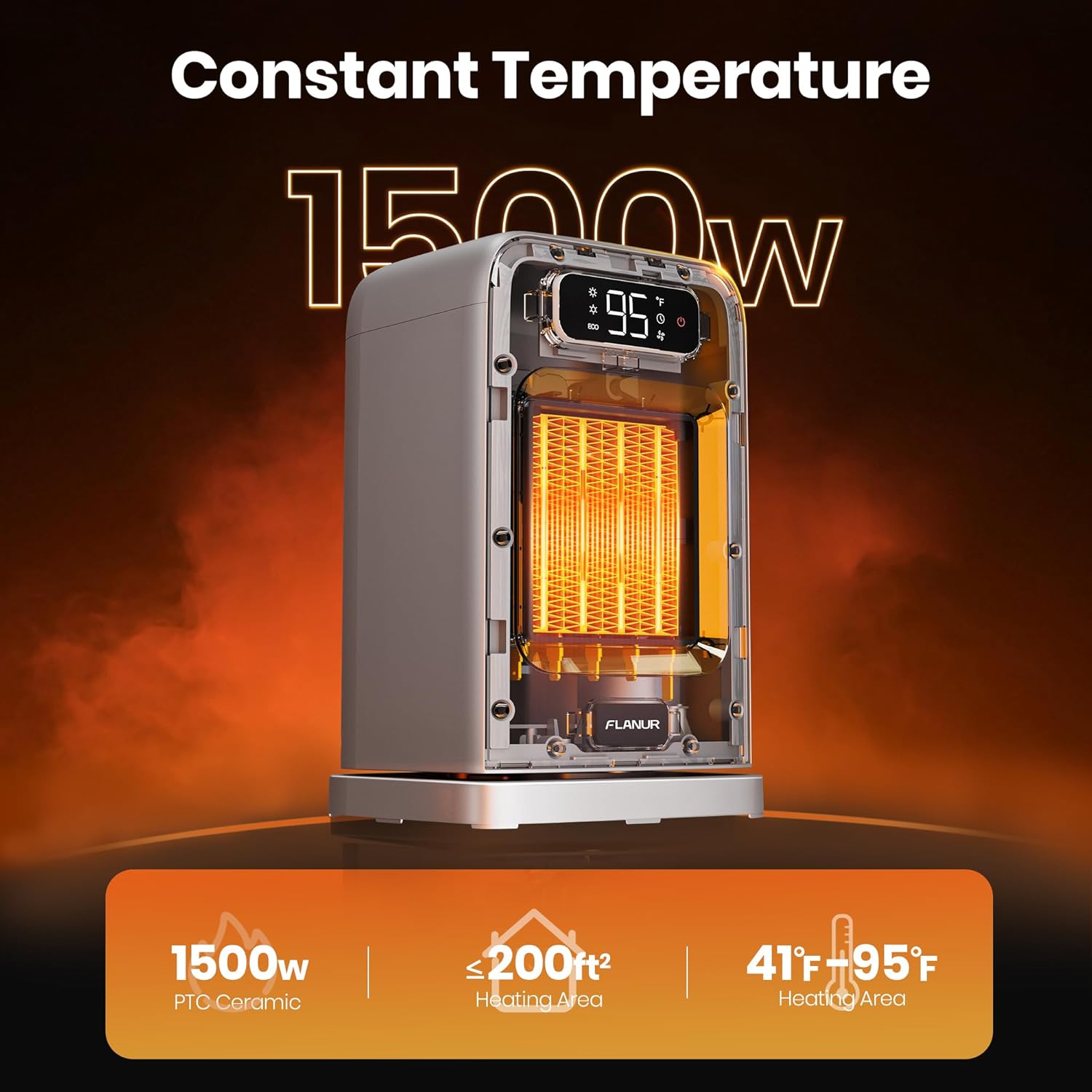 Space Heaters for Indoor Use, 1500W Small Desk Heater 2 in 1 with Remote, Thermostat, LED Display, Overheat & Tip Over Protection, 12H Timer, 70° Oscillating Heater for Office, Grey