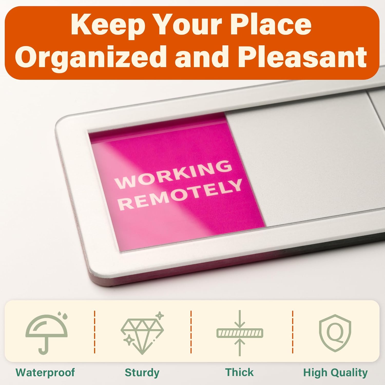 Office Door Signs Do Not Disturb, Please Knock, In A Meeting, Out Of Office, Working Remotely 5 Options Privacy Door Slider Sign for Meeting & Conference Room Frosted Silver