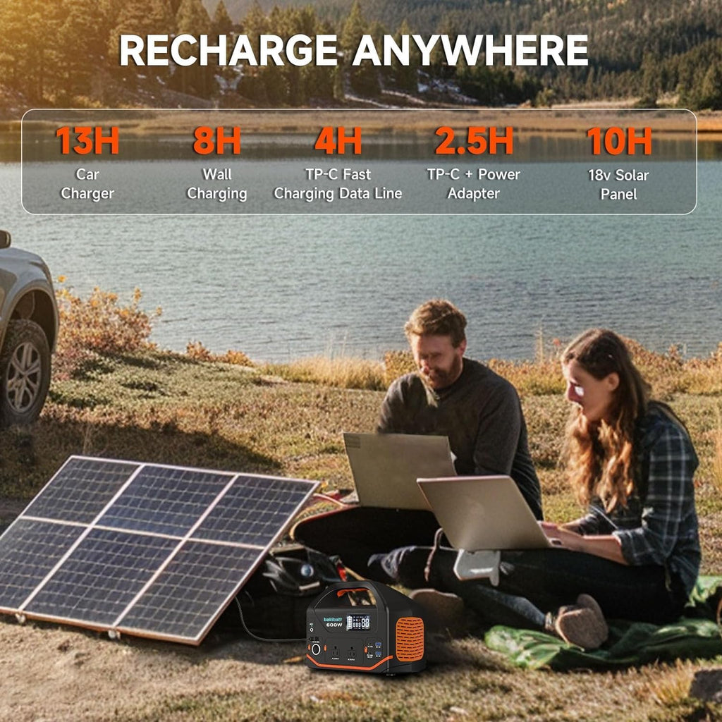 Portable Power Station 600W 293Wh Camping Lithium Battery, Portable Generator for Home Use Emergency Power Station Backup Travel Outdoor 100W PD & 120V Pure Sine Wave AC Outlet