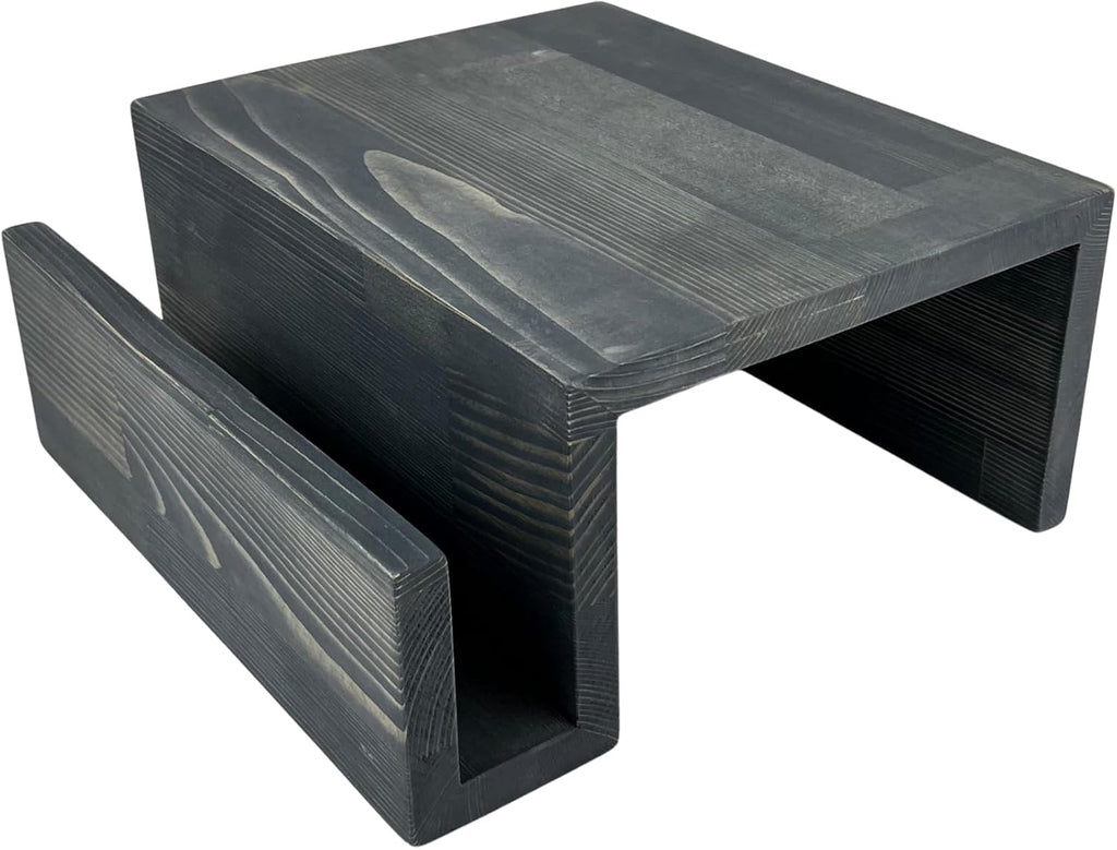Wooden Couch Arm Tray – Sofa Armrest Table with Book & Magazine Holder, Perfect for Coffee & Remote Control, Solid Wood (Monaco)