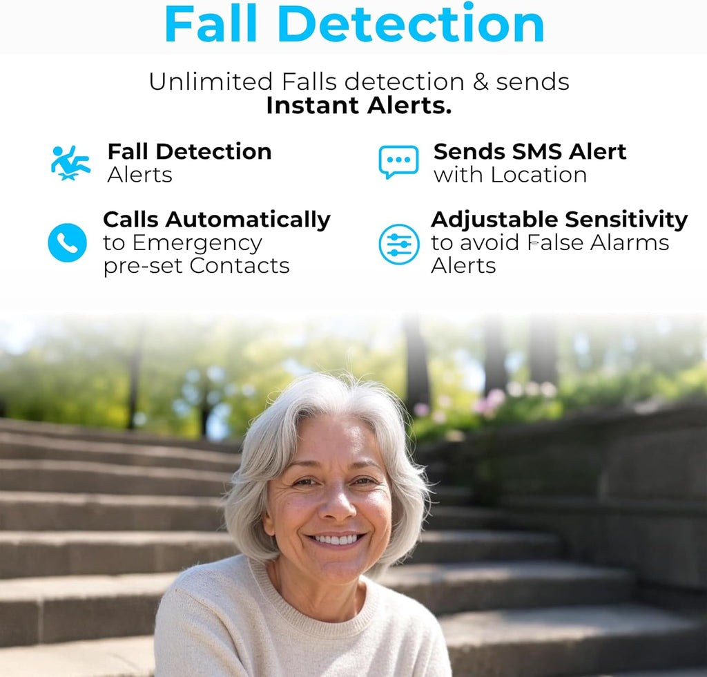 SecuLife SOS Wristband,Fall Detection, GPS Safety Bracelet for Seniors – SOS Button, Geo-Fencing, 2-Way Calling & Caregiver Tracking – Medical Alert Device, Simple & Reliable Alert System