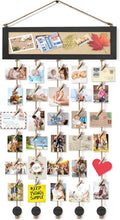Bikoney Picture Frames Collage Wall Decor Hanging Photo Display Multi Pictures Organizer with Wood Bulletin Board Photo Board 30 Clips and 6 Pushpins for Home and Dorm Room Decor (Black)