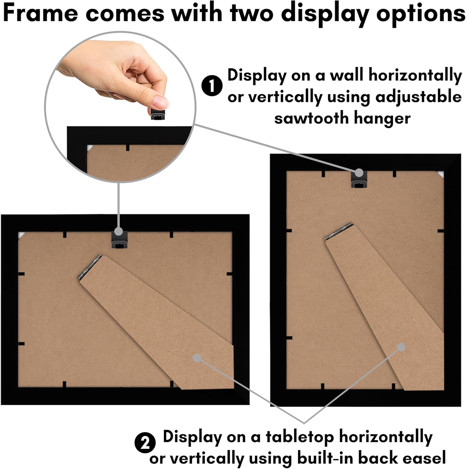 Americanflat 8x11 Picture Frame with Shatter-Resistant Glass - Signature Collection - Gallery-Style Frames Made of Engineered Wood - Photo Frame for Tabletop and Wall Display - Black