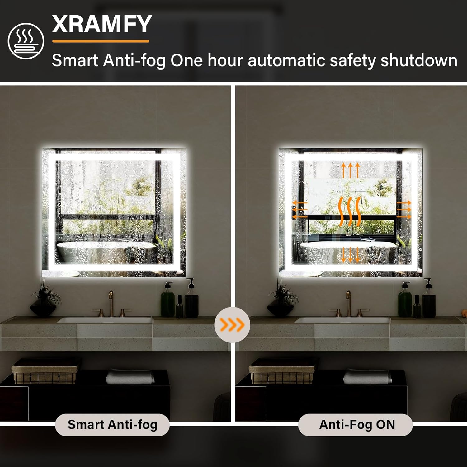 36x36 Inch Smart LED Bathroom Mirror - Anti-Fog Vanity Mirror with Touch Sensor, 3 Color Lighting & Dimmable Memory Function, Lighted Mirror, Modern Bathroom Wall Mirror