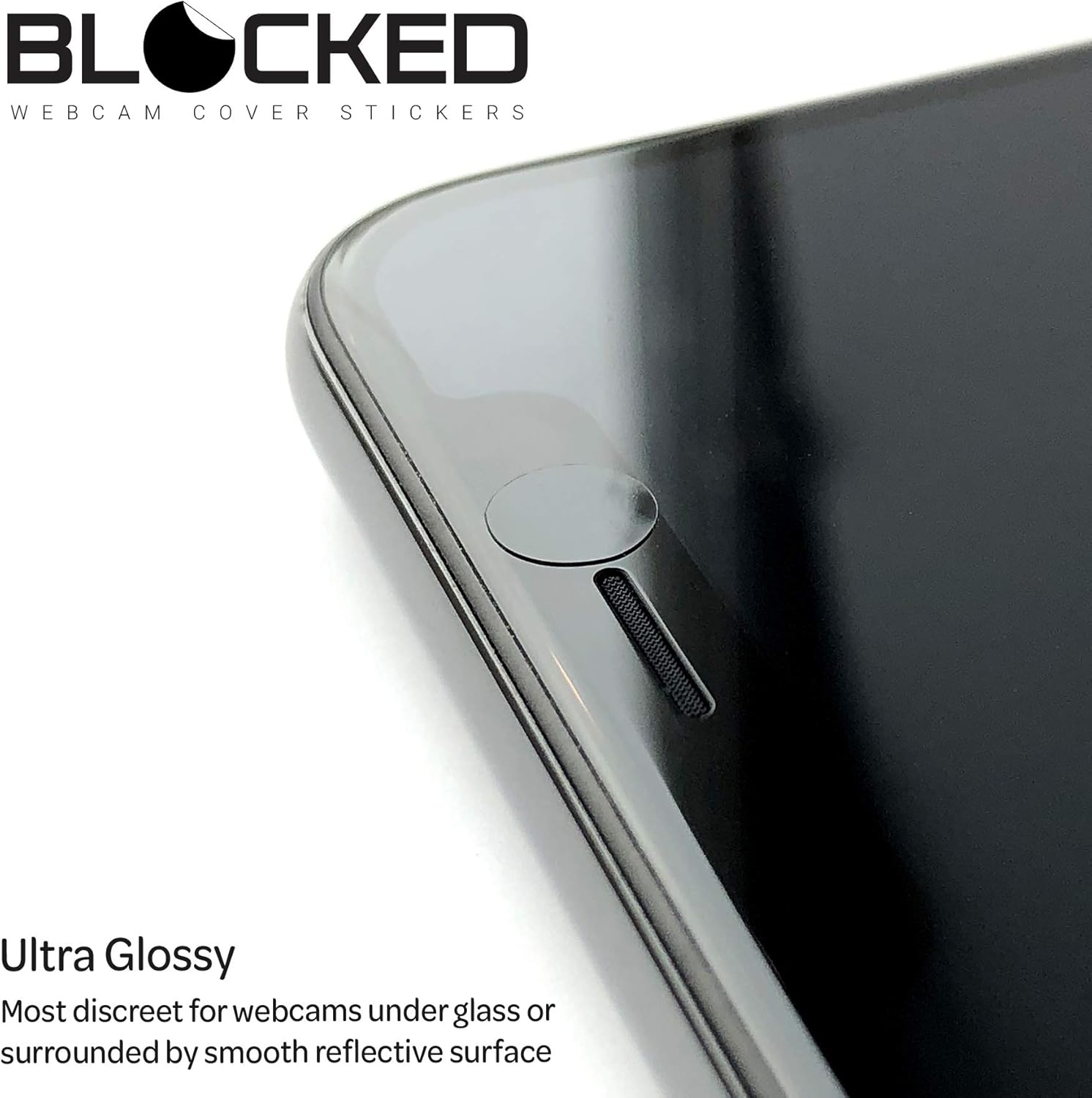 BLOCKED Stackable Webcam/Camera Vinyl Covers | 95 Low-Tack Restickable Webcam Stickers | 5-Sizes | Black 95-Pack (Ultra Glossy)