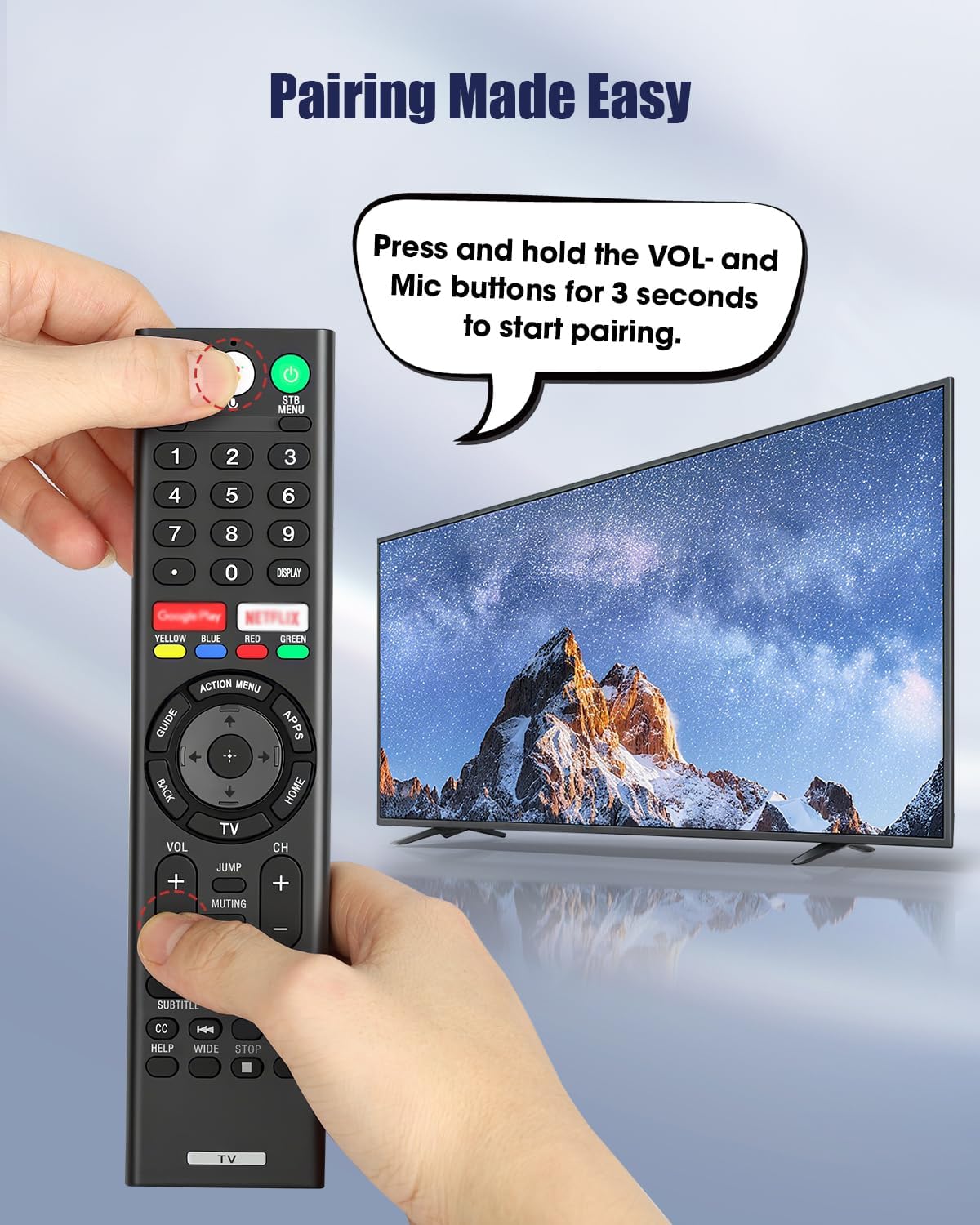 Universal Voice Replacement Remote Control for Sony Bravia TVs, Compatible with All Sony 4K UHD LED LCD HD Smart TVs, 2-Year Warranty
