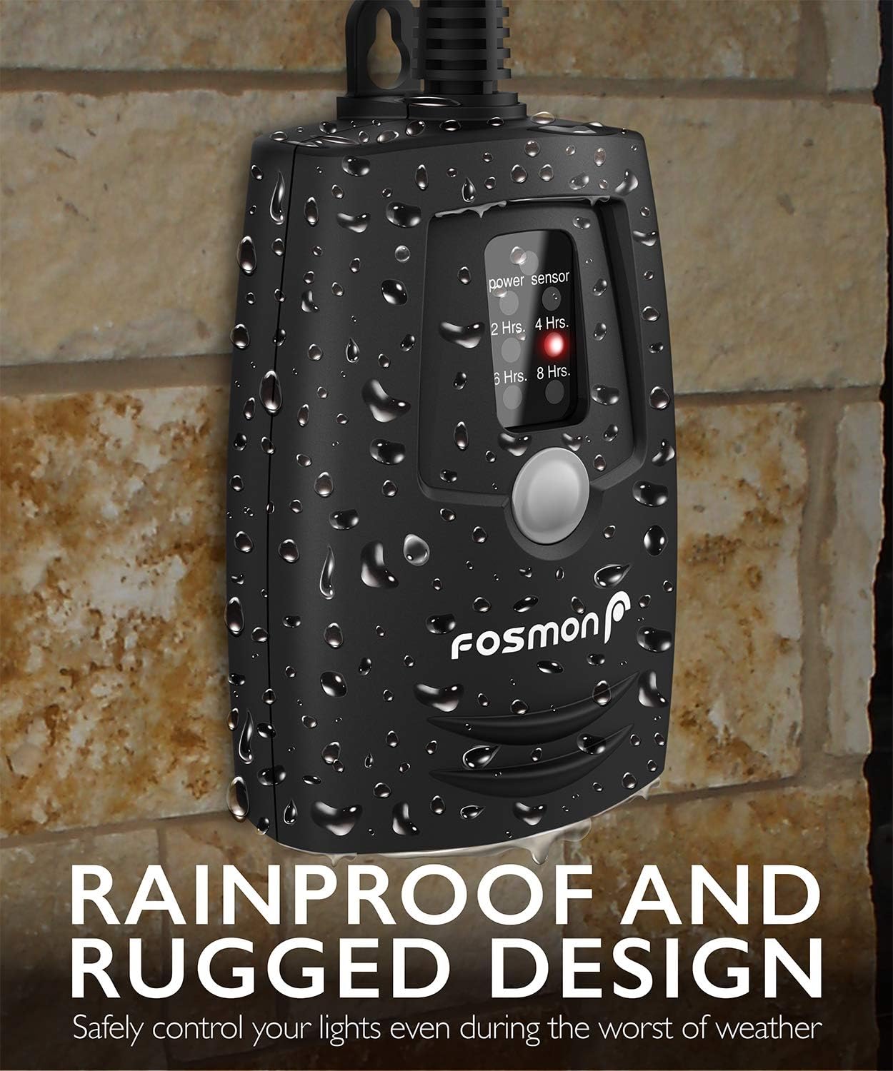 Fosmon Outdoor Light Timer Outlet with Remote Control, Waterproof Dusk to Dawn Plug-in Timer with Wireless Remote for Electrical Outlets, Outside Lighting, 100 ft Range, 15A 1/2HP, Grounded-UL Listed
