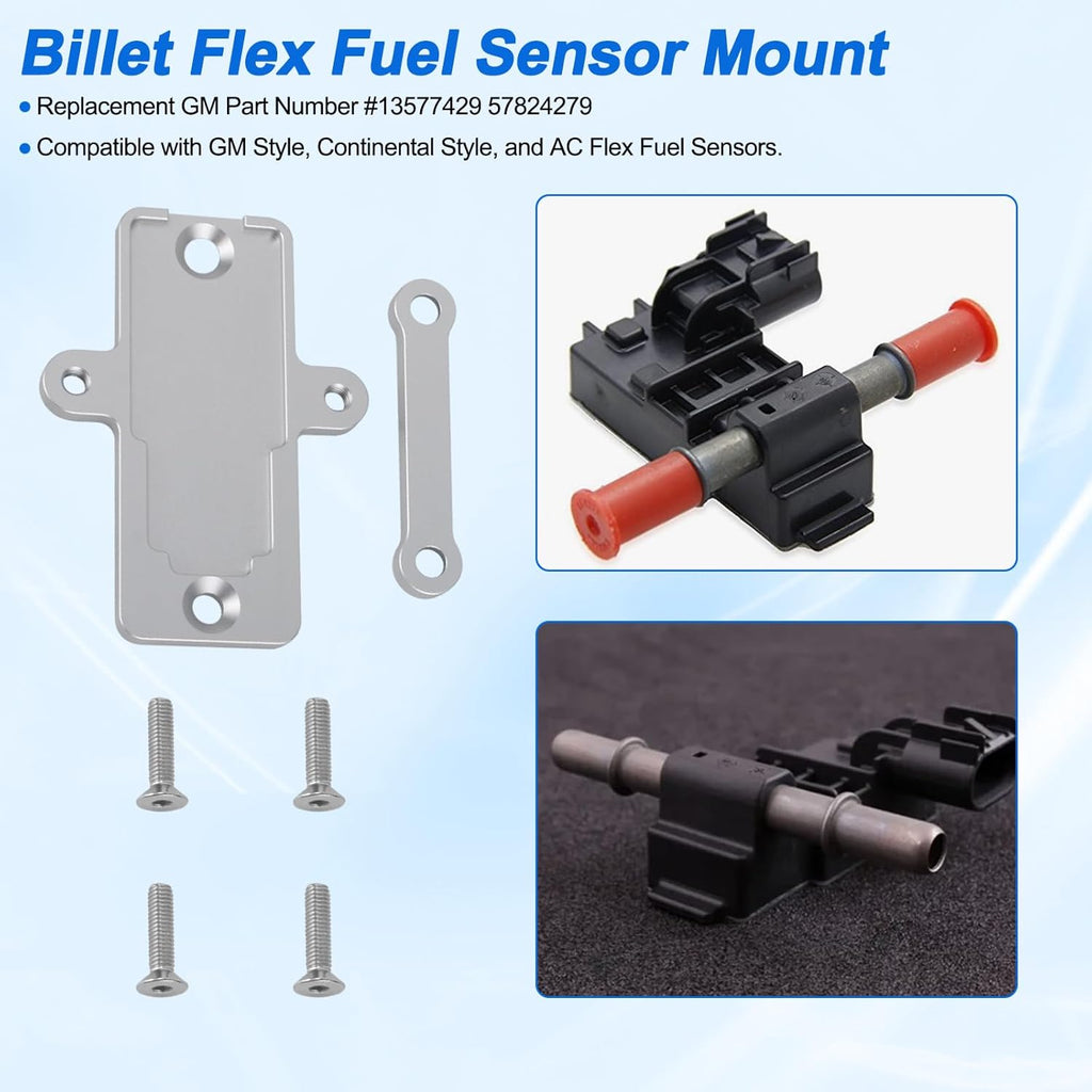 Billet Flex Fuel Sensor Mount for GM Flex Fuel Sensor Bracket 13577429 57824279 E85 Sensors Aluminum Mount with Screws