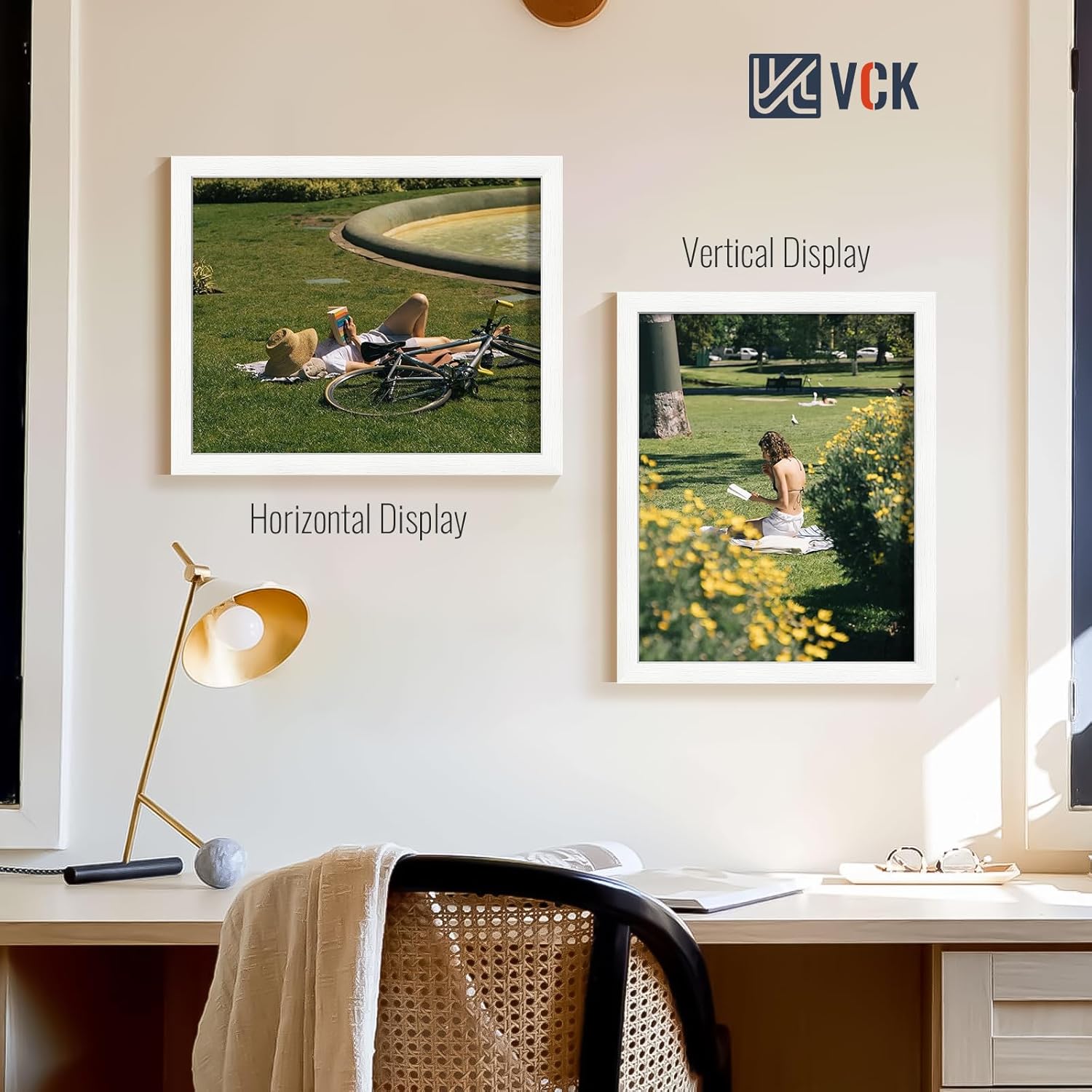 VCK 16x20 Picture Frames white Set of 6, Wide Border Wood Poster Frame, Multi-Directional Display Family Photos, Office Prints, Studio/Gallery Artwork, Woodgrain Series, Wall Hanging