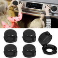 Oven Knob Covers for Child Safety 5 Pack, Black Stove Knob Safety Covers & Gas Stove Locks, Heat-Resistant Adhesive, Double-Key Baby Proof Covers for Gas/Electric Burners,Childproof Protector for Kids