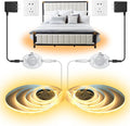 Motion Activated COB LED Strip Bed Lights, 2 x 6.56Ft Warm White COB LED Strip Motion Sensor Under Bed Lights,12V Dimmable Motion Sensor Night Light Strip Indoor for Under Cabinet Closet Stair