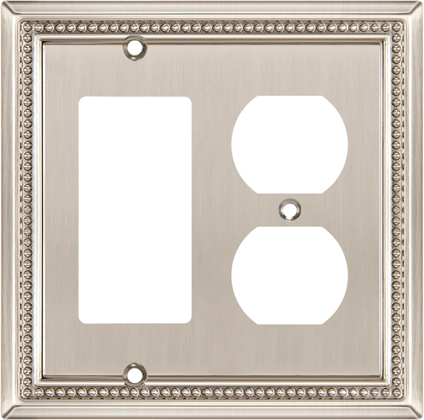 Henne Bery Sunken Pearls Heavy Duty Decorative Wall Plate Switch Plate Outlet Cover (Decorator/Duplex, Satin Nickel)