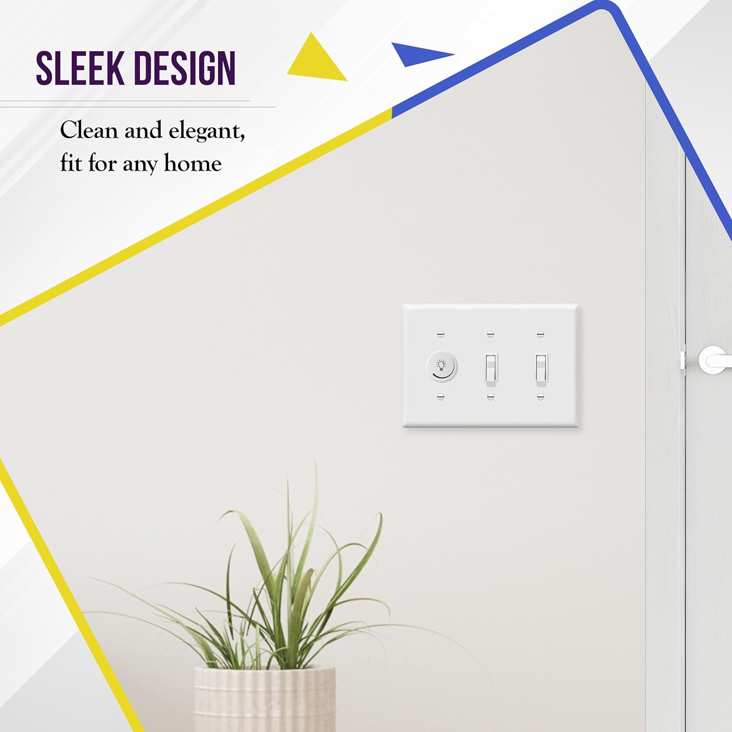 ENERLITES Triple Light Switch Wall Plate, Gloss Finish, Standard Size 3-Gang 4.50" x 6.38", Unbreakable Polycarbonate Thermoplastic, 8813-W-3PCS, White, 3 Pack