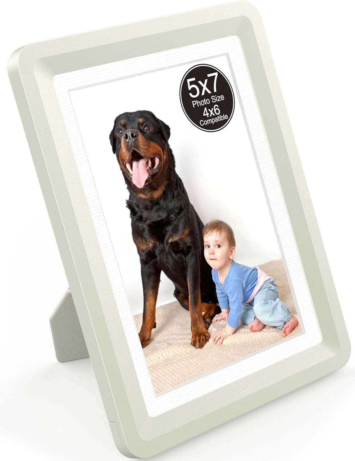 Light Gray 5x7 Picture Frame with Acrylic Front 1 Pack, ABS Frame for 5x7 or 4x6 Photos, Shatterproof UV-Resistant Tabletop Photo Frame, Vertical/Horizontal Display for Home Décor