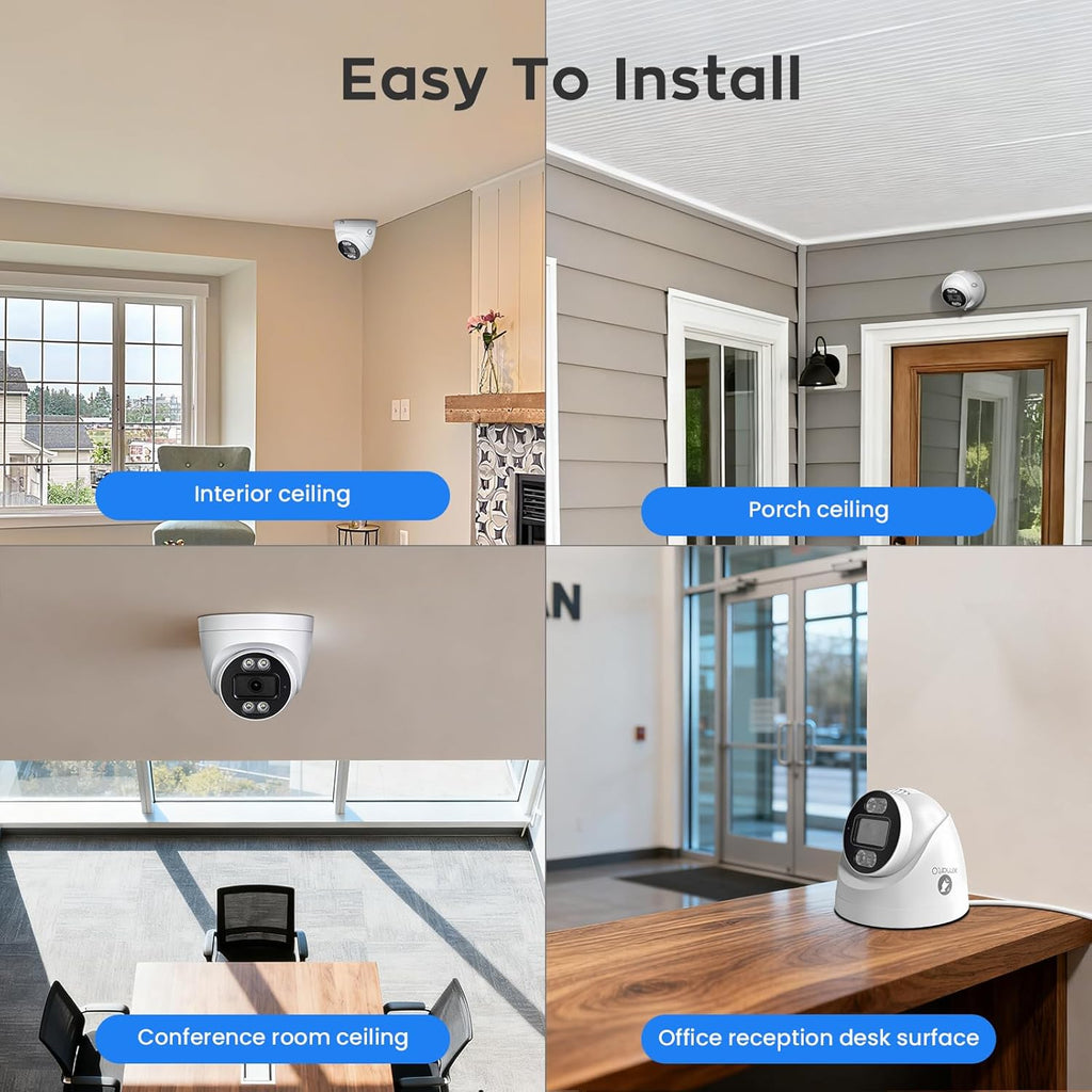 xmartO 16CH 12 Pcs Home Security Camera Kit, 4 * 2K HD Dome Camera and 8 * 2K 3MP Super HD WiFi Home Security Camera, 2-Way Audio, Night Vision, 24/7 Surveillance Camera, No Monthly Fee