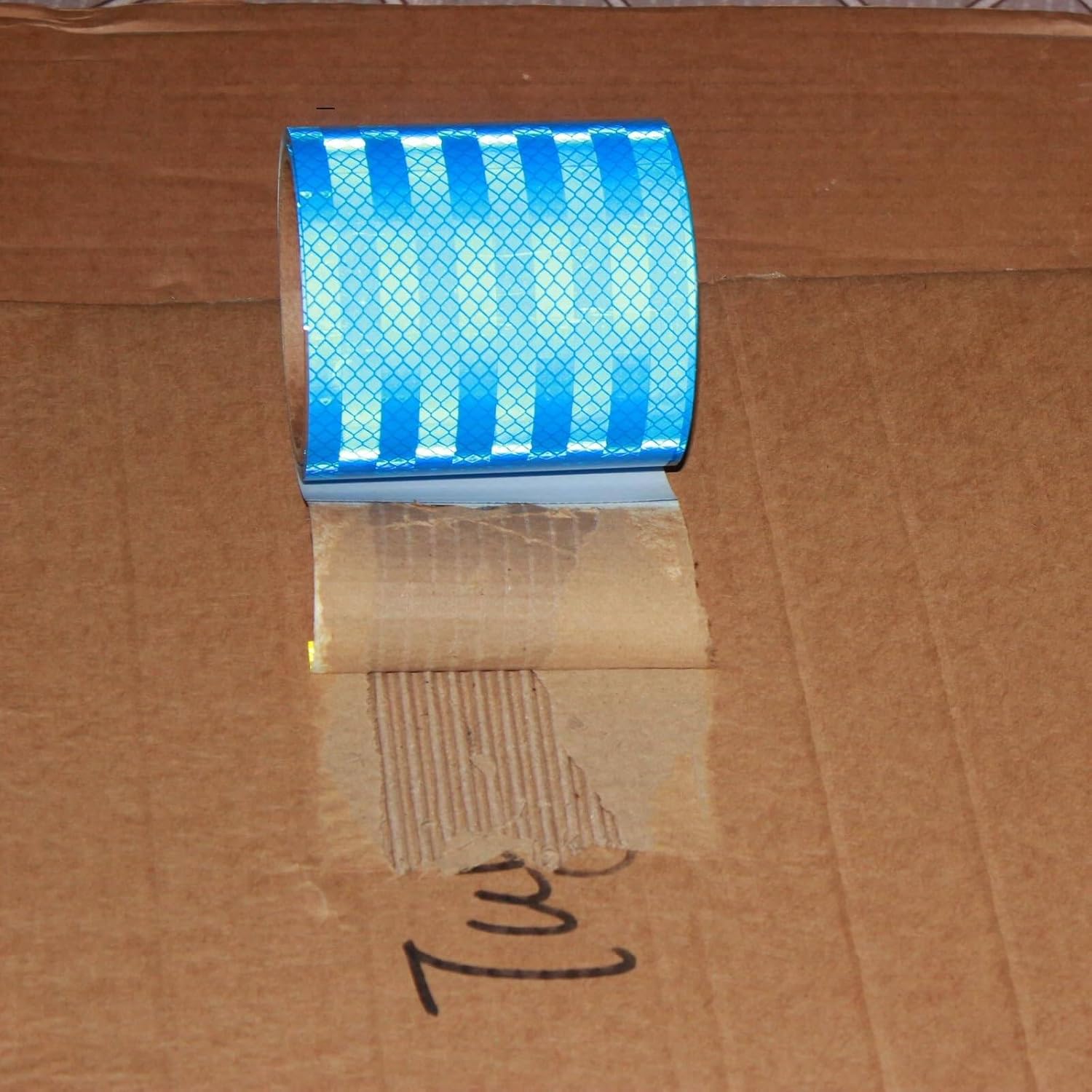 Non Fading Blue Reflective Tape 4 inch Wide, Outdoor Waterproof High Visibility Warning Industrial Marking Tape, Safety Stickers (168 feet)