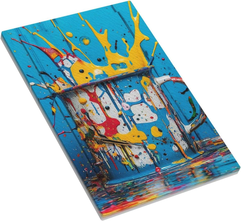 Decorative Light Switch Cover Plate Colorful Paint Splatters Blue Wood Plank 1 Gang No Device Single Blank Outlet Covers Wall Plate Cover Switchplate Electrical Faceplate