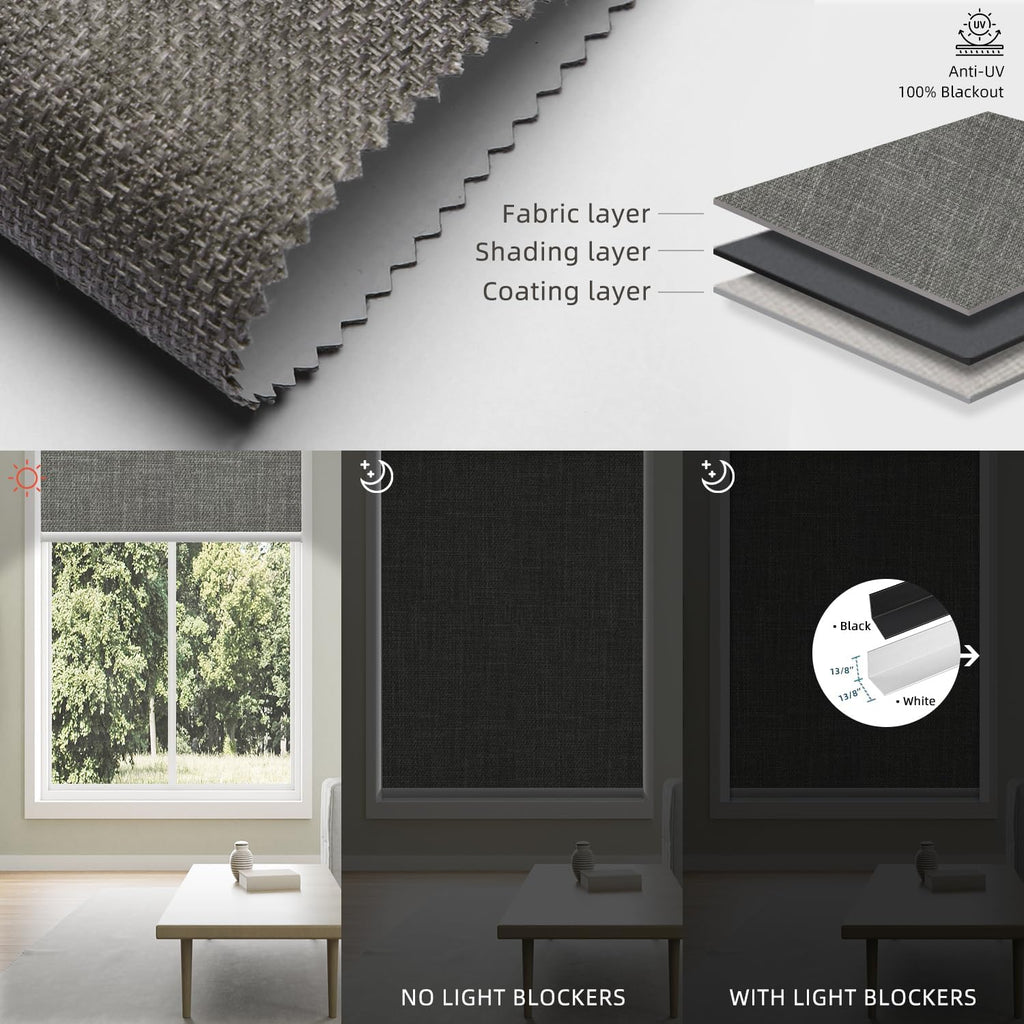 SmartWings Motorized 100% Blackout Shades Blinds, Custom Size, Cordless Window Shades with Rechargeable Battery, Work with Matter/Apple HomeKit, Alexa, Thread/Zigbee, Remote Optional, Vigor Dove