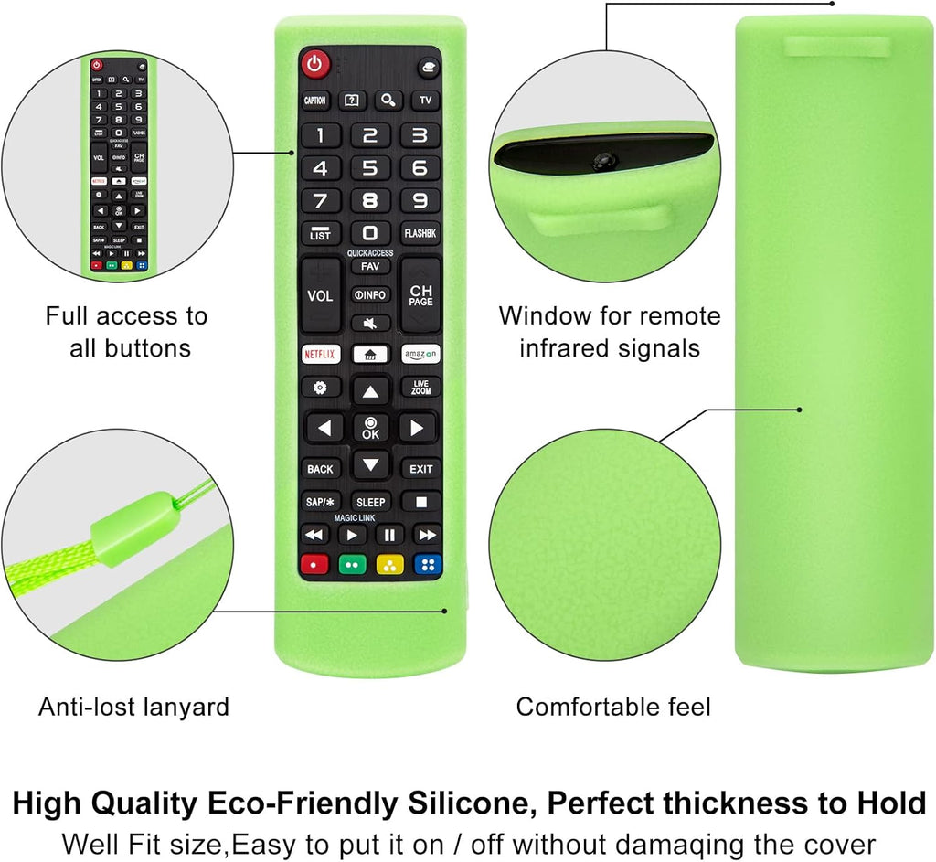 Silicone Protective Case for LG-TV-Remote Glow in The Dark, Remote Cover for LG Smart TV AKB75095307 AKB75375604 AKB74915305(Luminous Green + Blue)【2 Pack】