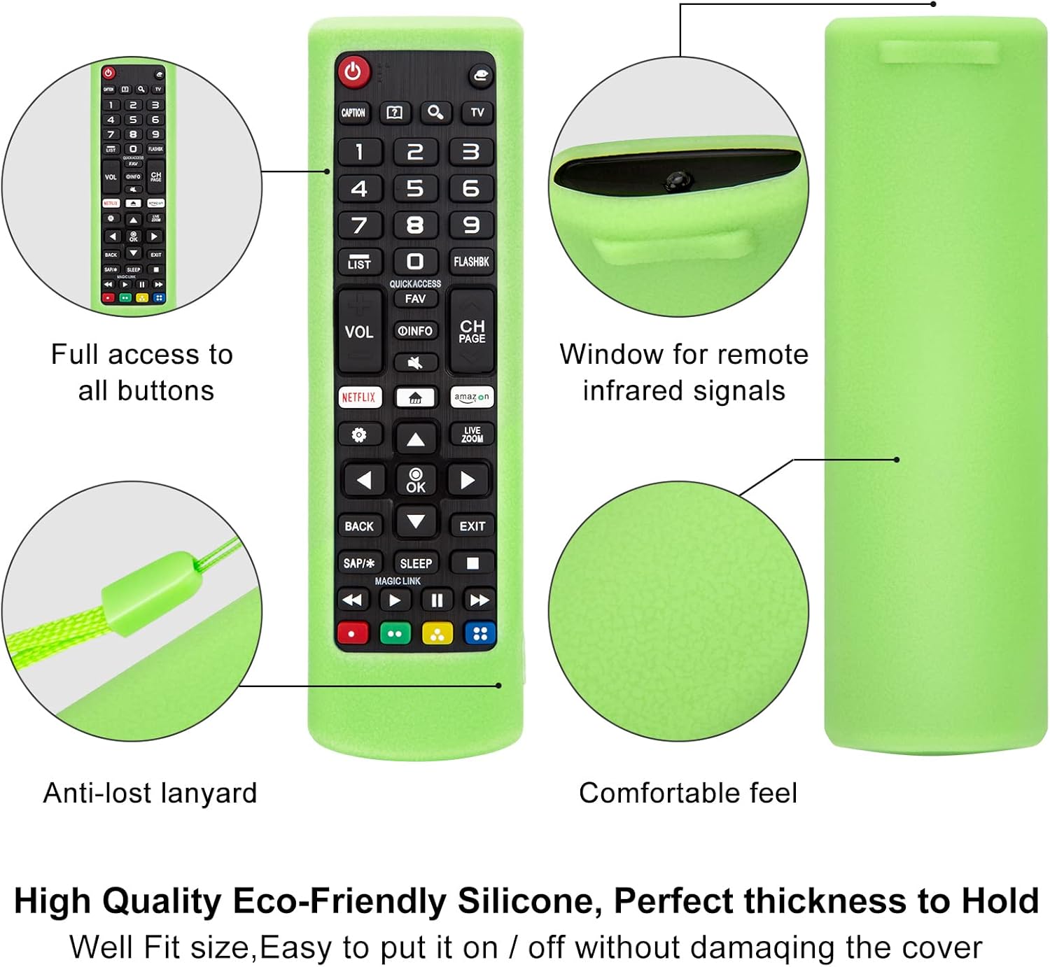 Silicone Protective Case for LG-TV-Remote Glow in The Dark, Remote Cover for LG Smart TV AKB75095307 AKB75375604 AKB74915305(Luminous Green + Blue)【2 Pack】