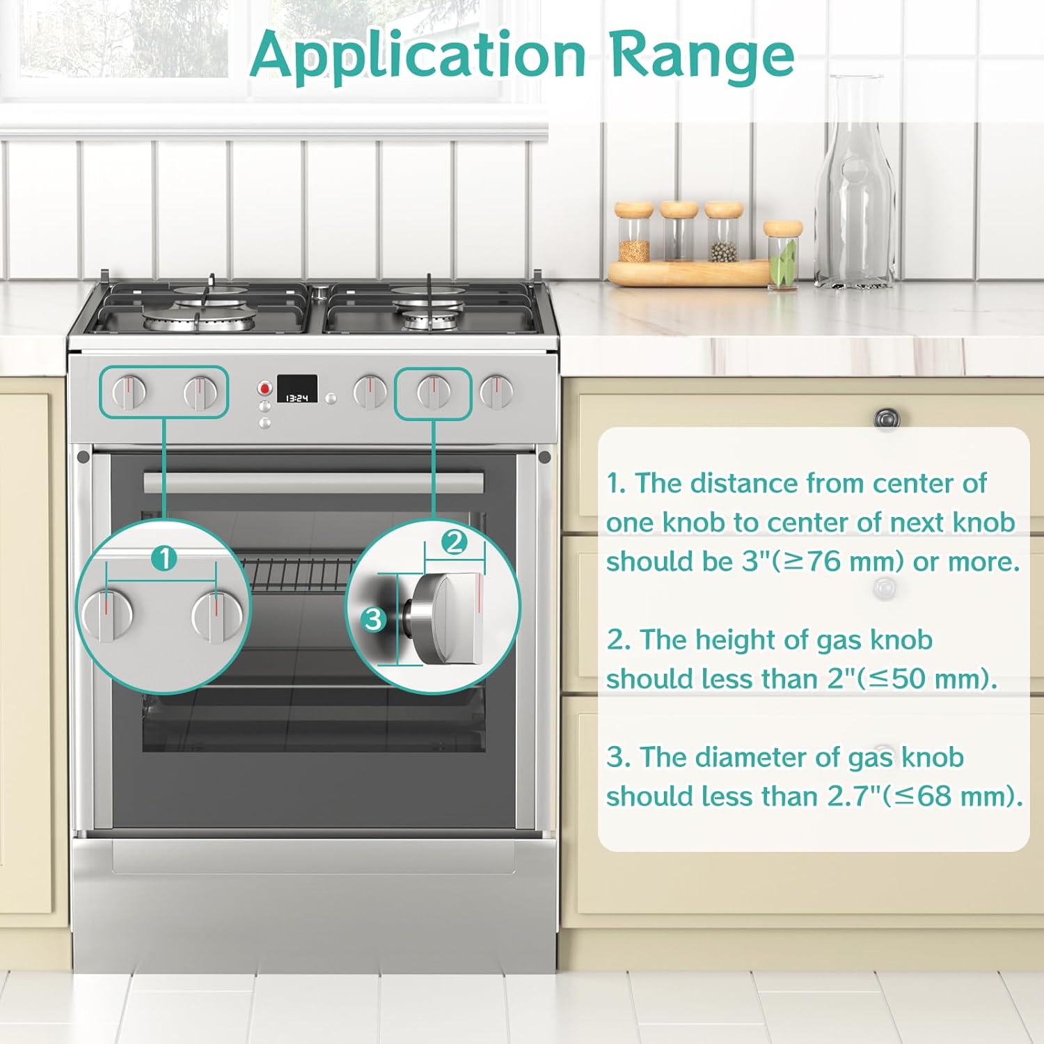 AOSITE Stove Knob Covers for Child Safety - 5 Pack Upgraded Gas Stove Knob Covers with Strong Adhesive, Double Design Childproof Oven Knob Covers for Kids and Pets, Stove Guard Baby Proofing