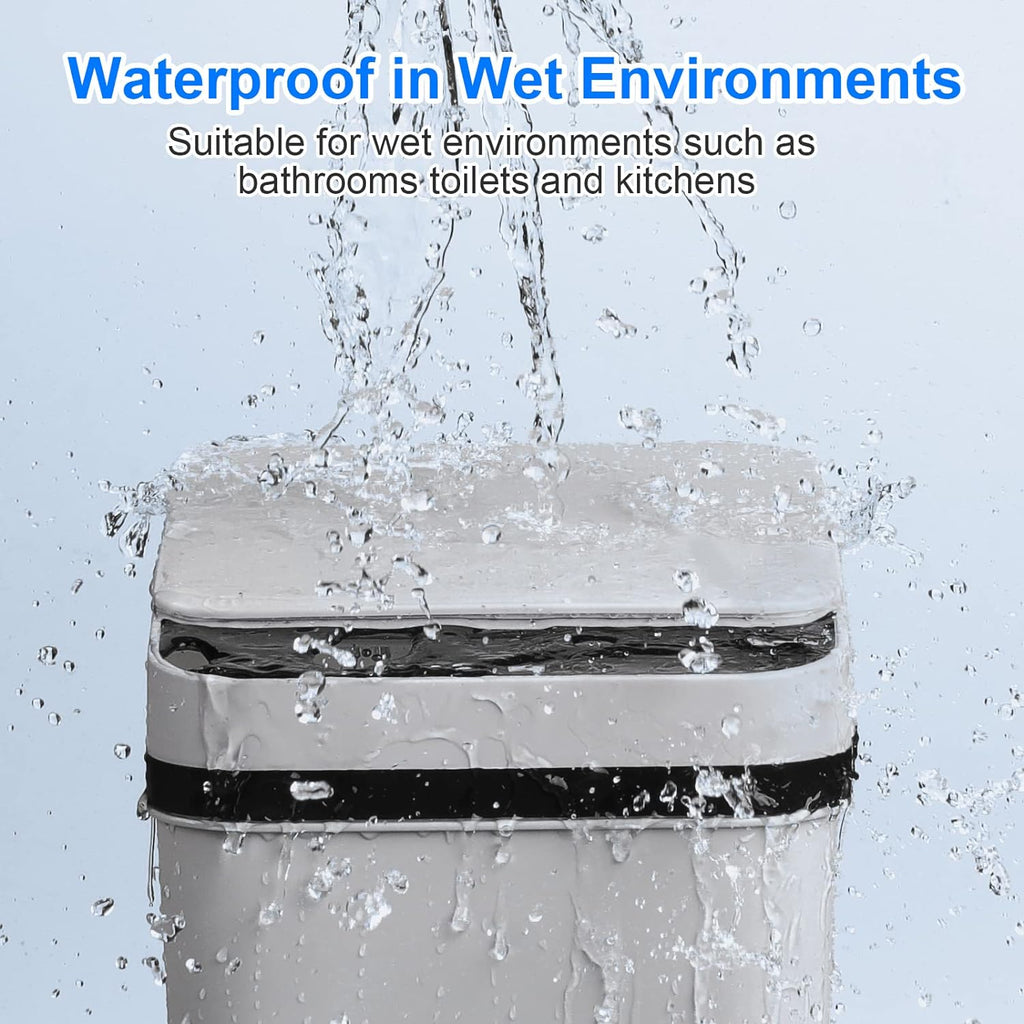 Smart Touchless Bathroom Trash Can 2.2 Gallon Automatic Motion Sensor Rubbish Can with Lid Electric Narrow Small Garbage Bin for Kitchen, Office, Toilet, Bedroom (Grey)