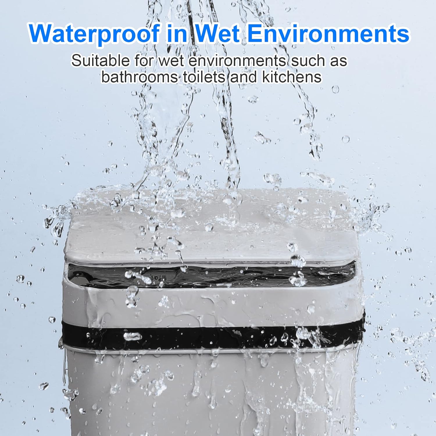 Smart Touchless Bathroom Trash Can 2.2 Gallon Automatic Motion Sensor Rubbish Can with Lid Electric Narrow Small Garbage Bin for Kitchen, Office, Toilet, Bedroom (Grey)