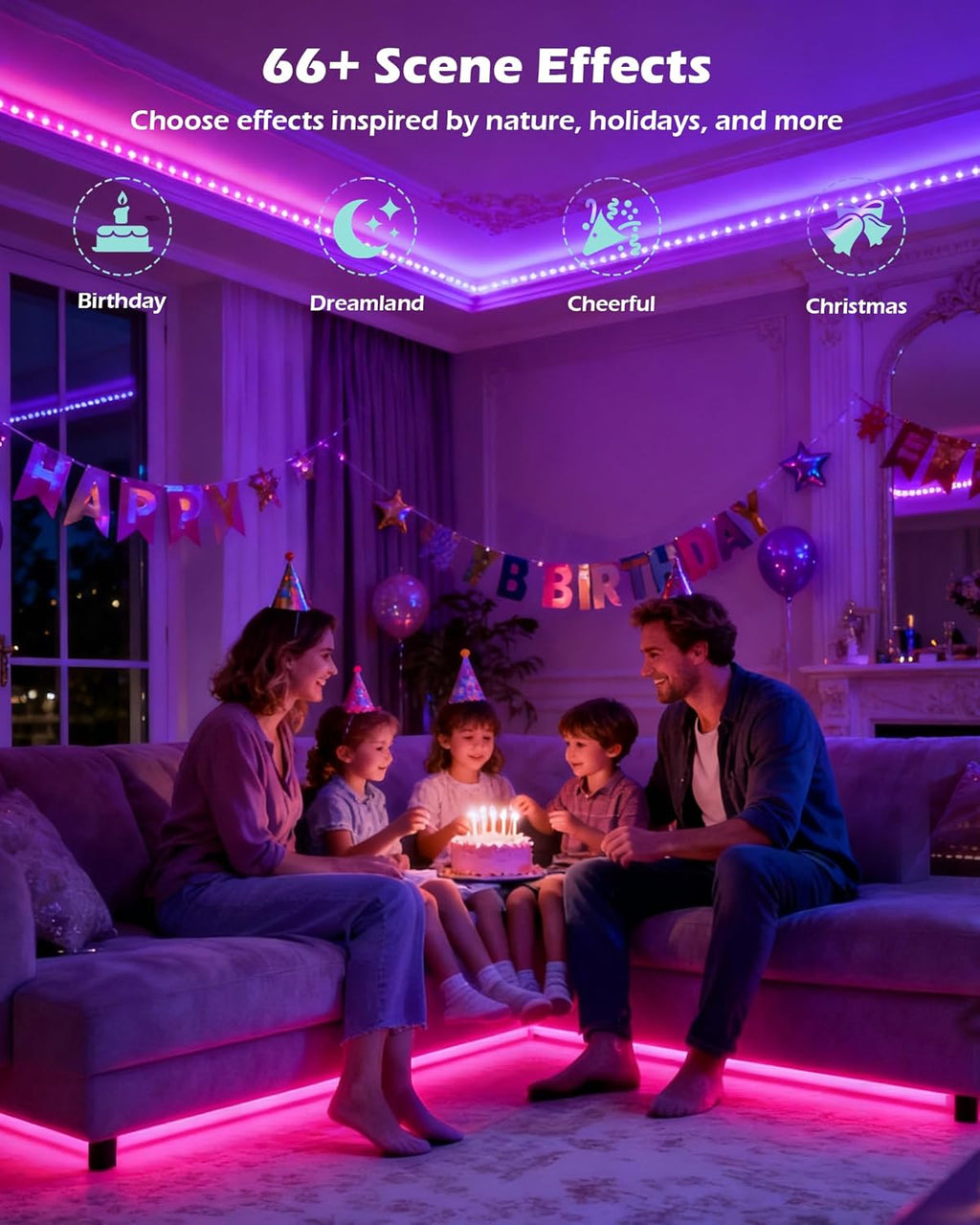 RGB COB LED Strip Light, 16.4ft Led COB Light Strip with Remote, Dimmable Smart App, Color Changing Music Sync, Smart Indoor RGB Led Lights for Bedroom, Home Decor, Party
