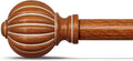 Reddish-Brown Wood Curtain Rods for Windows 72 to 144 Inch, 1'' Adjustable Heavy Duty Curtain Rod，Vintage Imitation Wood Decorative Drapery Rods with Pumpkin Finials for Bedroom Living Room