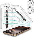 EZ-GLAZ- 4 Pack for iPhone 16 Pro Max Screen Protector[6.9"] With 2 Pack Camera Lens Protector, 9H+ Hardness 12FT Military Grade Shatterproof Scratch Resistant Durable Tempered Glass Film with Flawless Fit Kit, HD Clear