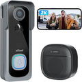 ieGeek Doorbell Camera Wireless No Subscription, 2K 3MP HD View, 2-Way Talk, PIR Motion Detection, Wireless Video Doorbell with Chime, Only Supports 2.4GHz WiFi, Local & Cloud Storage, Grey