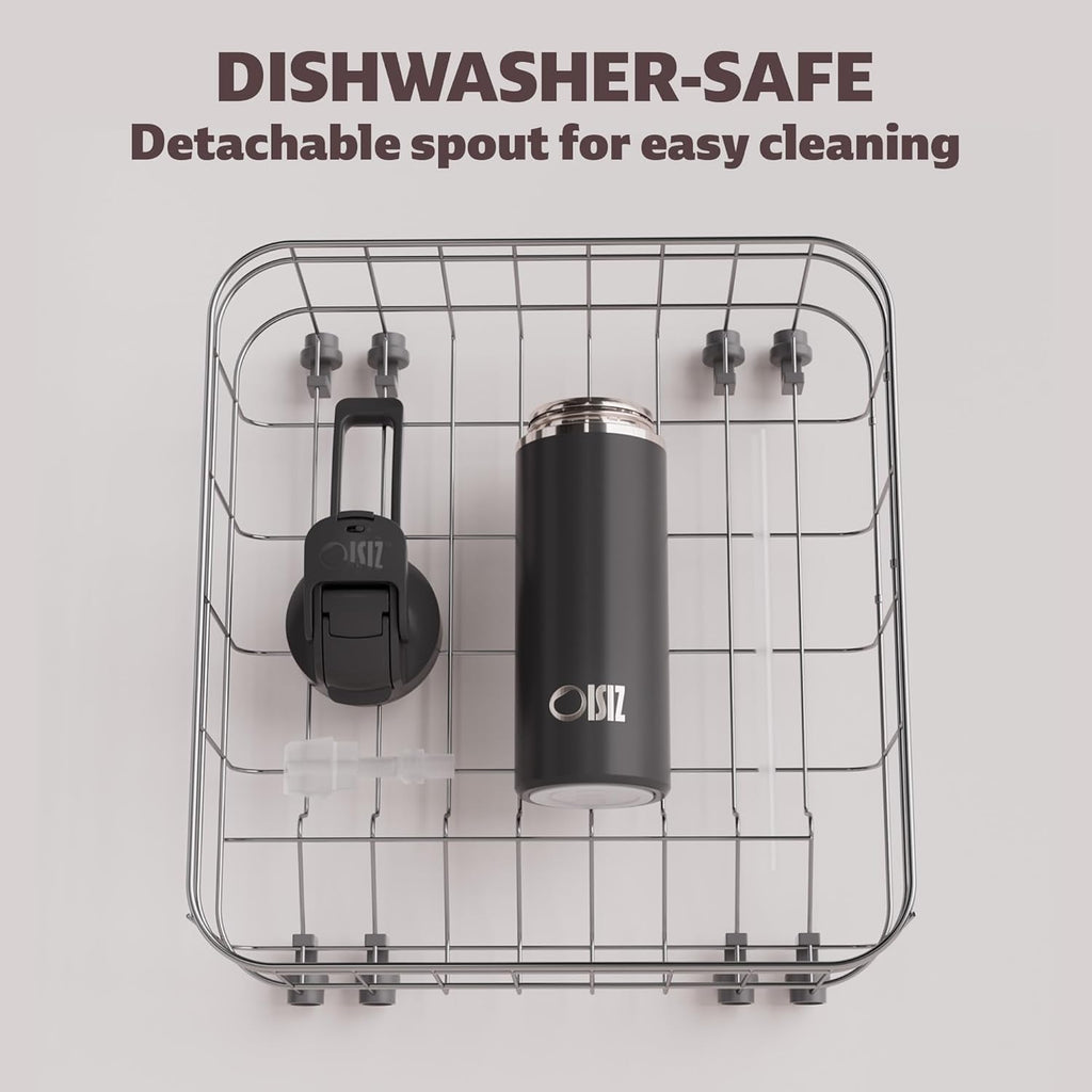 OISIZ Insulated Water Bottle 20 oz with 2 in 1 Spout and Straw Lid,One Click Safety Lock,100% Leakproof,Keep Cold 24H,Vacuum Stainless Steel Water Bottle for School,Travel and Sports,Dishwasher Safe